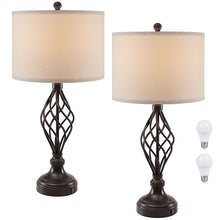 Load image into Gallery viewer, 2-Pack 28"H Bedside Table Lamp with USB Port, Bronze