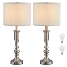 Load image into Gallery viewer, Beside Table Lamp Set of 2 with USB Port