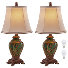 Load image into Gallery viewer, 2-Pack Traditional Small Bedside Table Lamp,Green