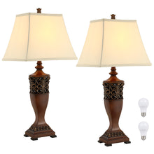 Load image into Gallery viewer, 2-Pack 30"H Bedside Table Lamp,Traditinal Wood Finish