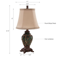 Load image into Gallery viewer, 2-Pack Traditional Small Bedside Table Lamp,Green
