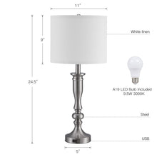 Load image into Gallery viewer, Beside Table Lamp Set of 2 with USB Port