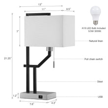 Load image into Gallery viewer, Modern USB Bedside Table Lamp,Matte Black and Brushed Nickel