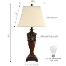 Load image into Gallery viewer, 2-Pack 30"H Bedside Table Lamp,Traditinal Wood Finish