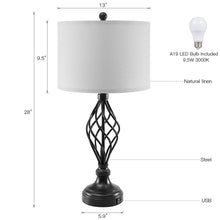 Load image into Gallery viewer, 2-Pack 28"H Bedside Table Lamp with USB Port, Bronze