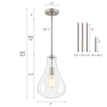 Load image into Gallery viewer, Round Mini Pendent with Clear Glass,Brushed Nickel