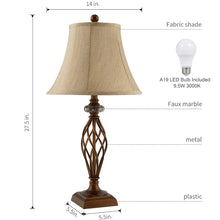 Load image into Gallery viewer, Table Lamp Set of 2 for Bedroom or Living Room