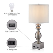 Load image into Gallery viewer, Beside Table Lamp Set of 2 with USB Port and Outlet
