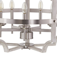 Load image into Gallery viewer, 5-Light Farmhouse Chandelier, White Wood Grain