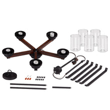 Load image into Gallery viewer, 5-Light Indoor Chandelier, Textured Iron and Barnwood Finish with Clear Glass