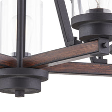 Load image into Gallery viewer, 5-Light Indoor Chandelier, Textured Iron and Barnwood Finish with Clear Glass