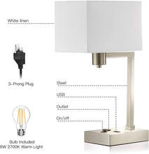 Load image into Gallery viewer, Modern Desk Table Lamp with USB and AC Power Outlet