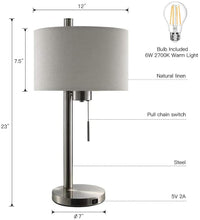 Load image into Gallery viewer, 2-Pack Modern Bedside Table Lamp,Brushed Steel