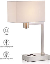 Load image into Gallery viewer, Modern Desk Table Lamp with USB and AC Power Outlet