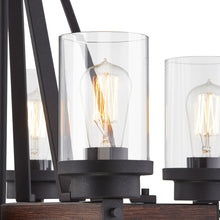 Load image into Gallery viewer, 5-Light Indoor Chandelier, Textured Iron and Barnwood Finish with Clear Glass
