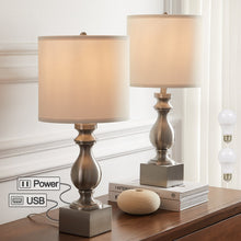 Load image into Gallery viewer, Beside Table Lamp Set of 2 with USB Port and Outlet