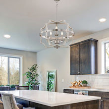 Load image into Gallery viewer, 5-Light Farmhouse Chandelier, White Wood Grain