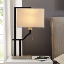 Load image into Gallery viewer, Modern USB Bedside Table Lamp,Matte Black and Brushed Nickel