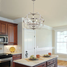 Load image into Gallery viewer, 5-Light Farmhouse Chandelier, White Wood Grain