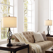 Load image into Gallery viewer, 2-Pack 28"H Bedside Table Lamp with USB Port, Bronze