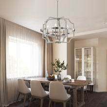 Load image into Gallery viewer, 5-Light Farmhouse Chandelier, White Wood Grain