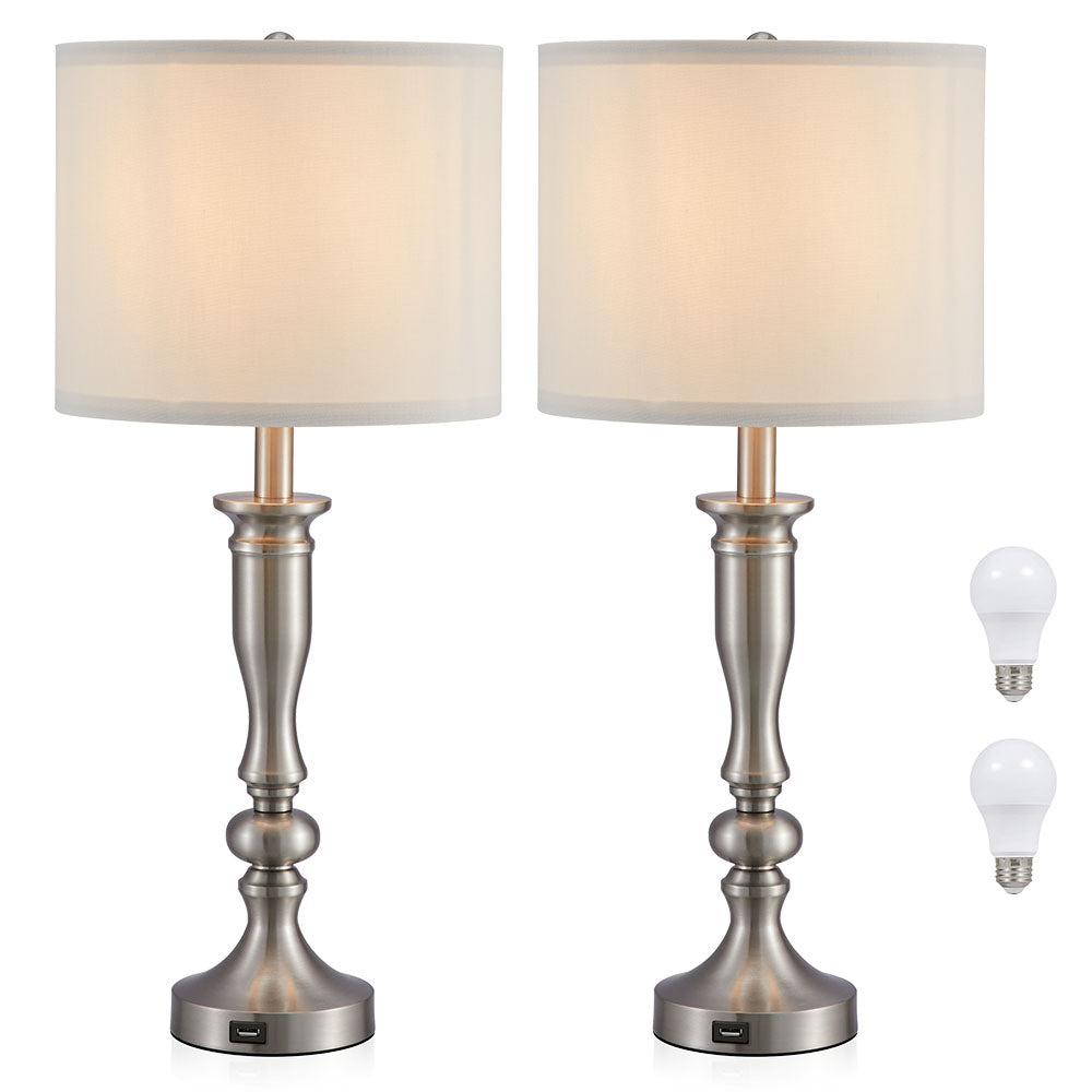 Beside Table Lamp Set of 2 with USB Port