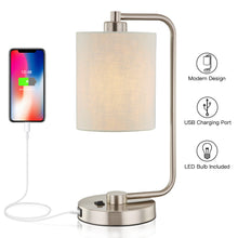 Load image into Gallery viewer, Modern USB Table Lamp,Brushed Steel
