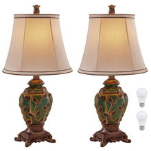 Load image into Gallery viewer, 2-Pack Traditional Small Bedside Table Lamp,Green
