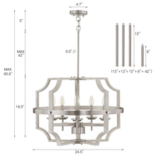 Load image into Gallery viewer, 5-Light Farmhouse Chandelier, White Wood Grain
