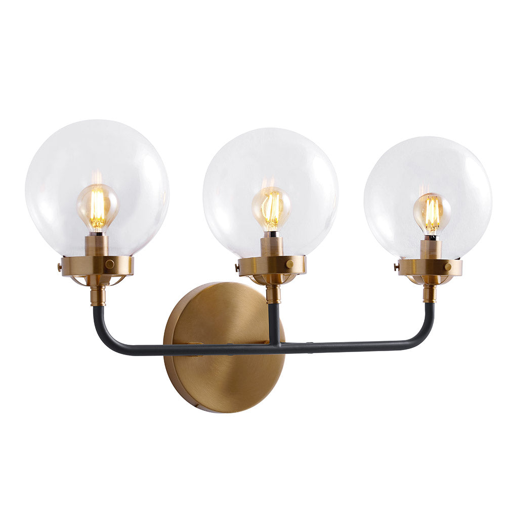 3-Light Indoor Industrial Bathroom Vanity Light with Globe Glass