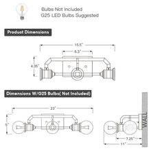 Load image into Gallery viewer, 3-Light Bathroom Vanity Light Fixtures,Warm Brass and Bronze Finish
